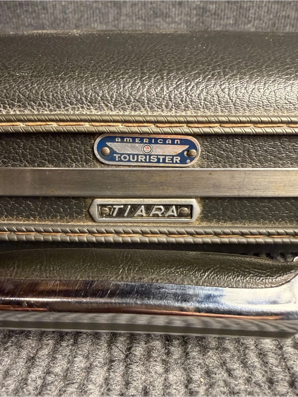 Vintage American Tourister Tiara Hardshell Briefcase Attache Case Charcoal Gray